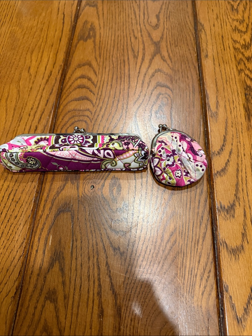 Vera Bradley Pink Paisley Quilted Coin Purse & Key/Card Holder Set